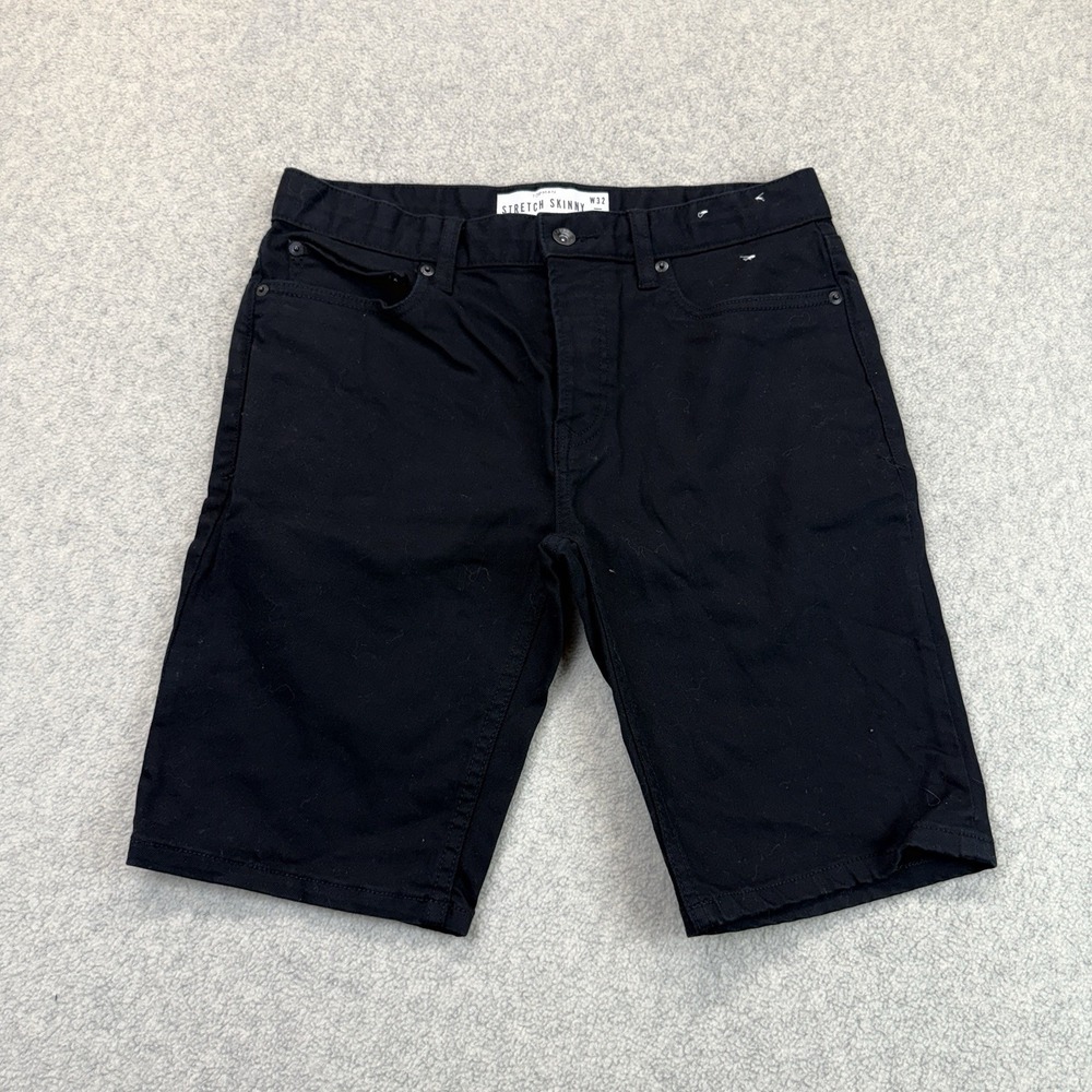 Topman Men's W32 Black Stretch Skinny Denim Shorts
